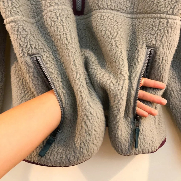 Patagonia Gray Sherpa Quarter Zip Logo Outdoor Casual Pullover Women's Medium - Picture 4 of 9